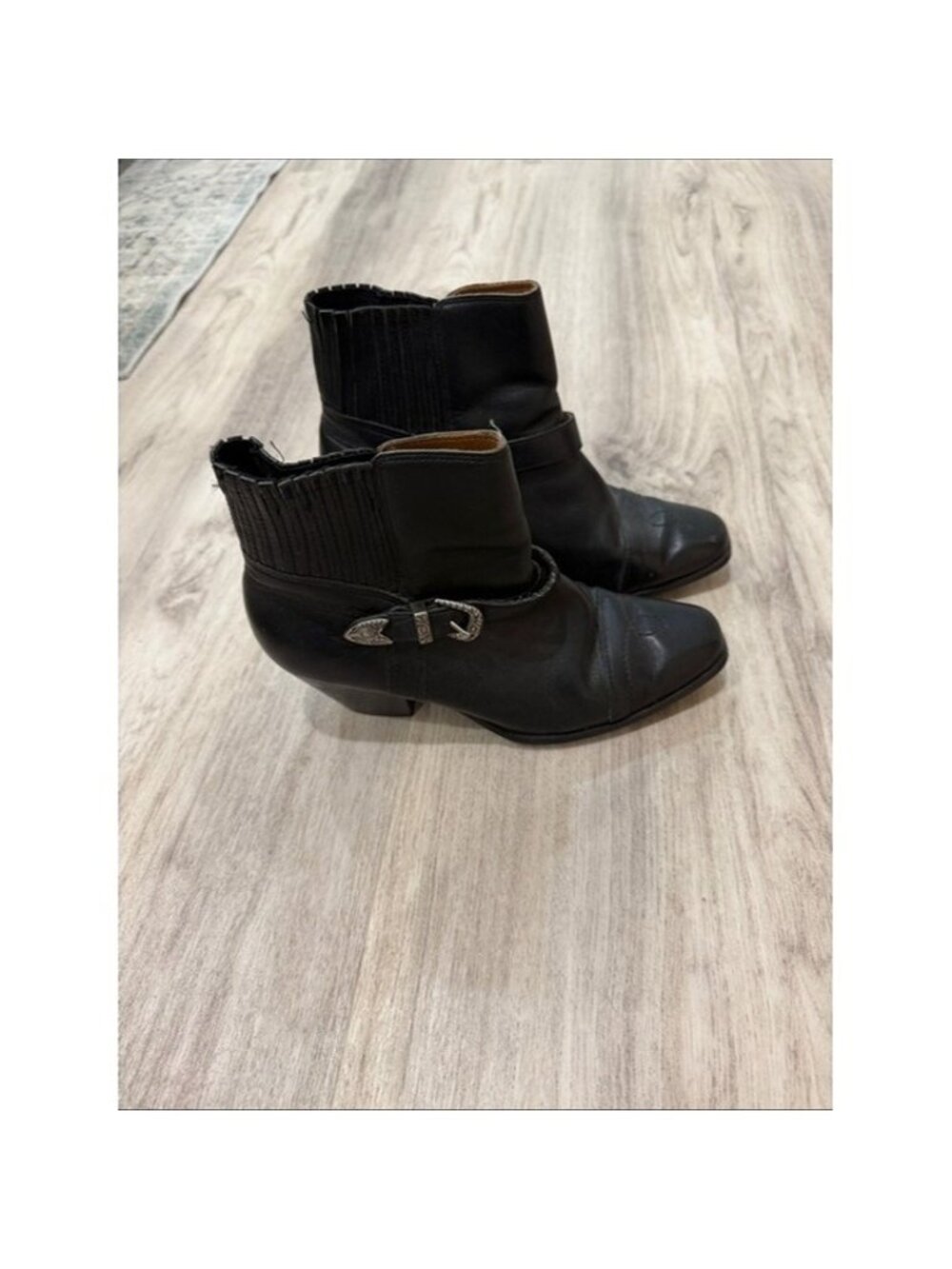 dingo Black Leather Ankle Booties with Western Buckle cowboy size 6.5